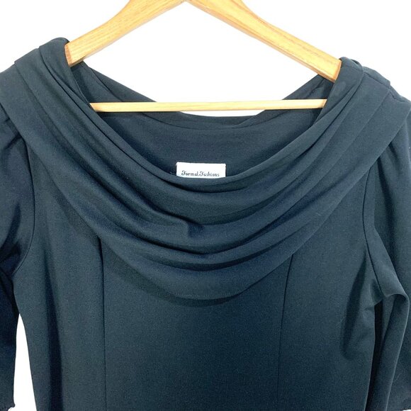 Formal Fashions Maxi Dress Black Performance Choir Short Sleeve Drape Neck 8 - Picture 2 of 9